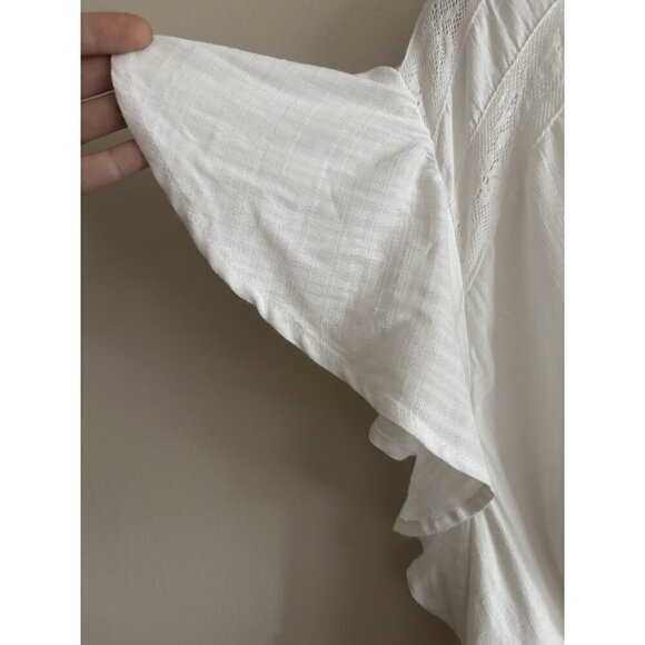 Knox Rose White Tiered Lace Maxi Dress Romantic Flutter Sleeves Large Boho Fairy - Picture 4 of 15